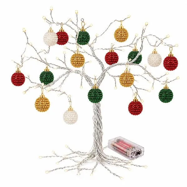 Peak Axis Festive Jewel Beaded Ornament Tree Battery-operated