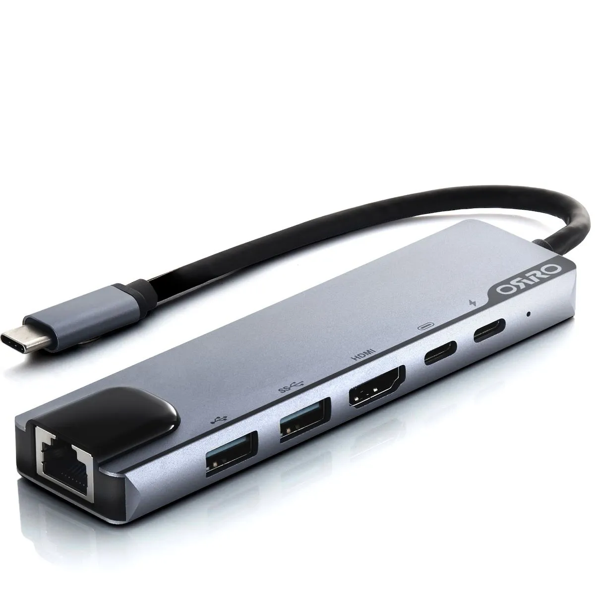ORRO 6-in-1 Type-C Hub - 40Gbps Thunderbolt, HDMI, USB C & A, Ethernet - Pro