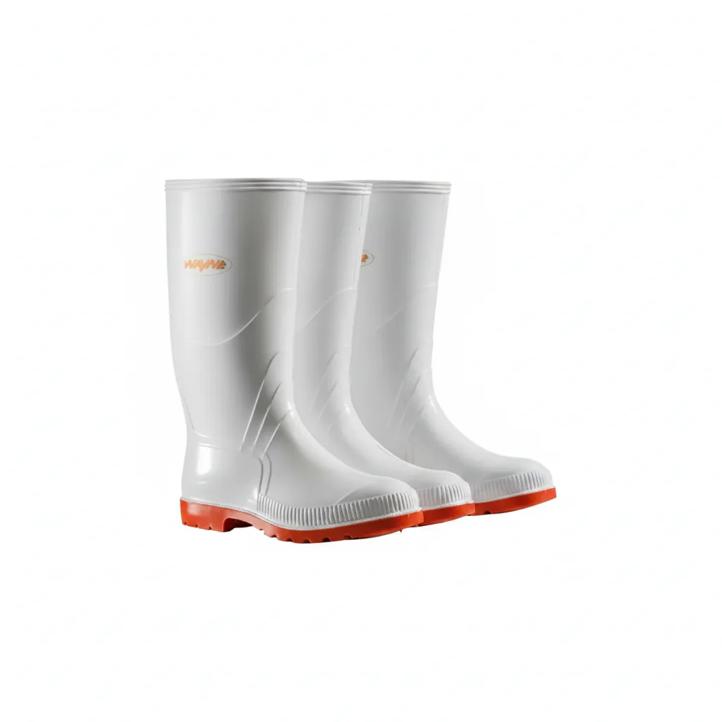 Gumboots Men's Knee-Length Waterproof White/Red Gumboots - 2 Pack