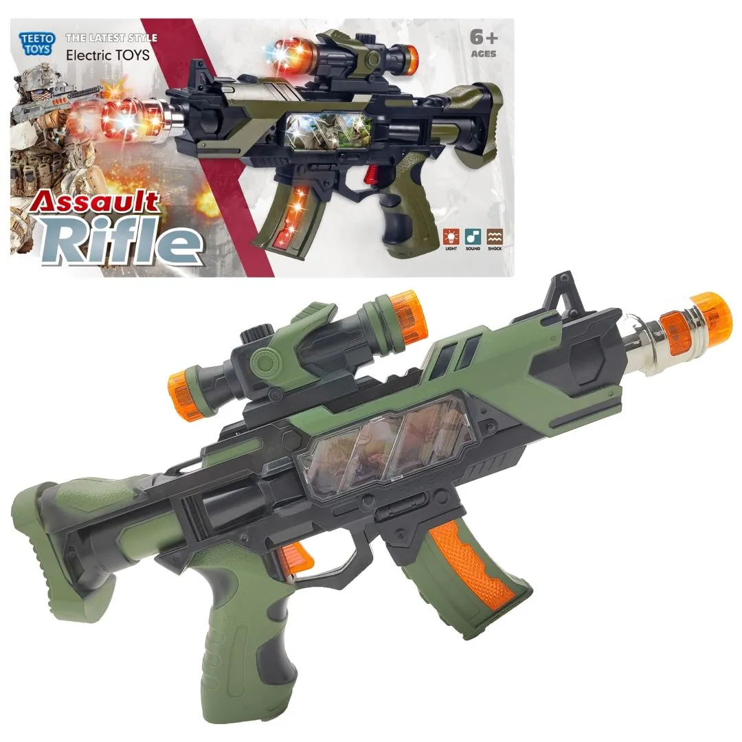 Electric Assault Rifle Toy - Toys for Boys & Toddlers - Pretend Play Guns - Green, Orange