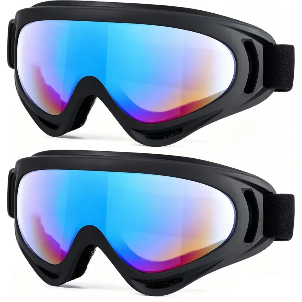 2 Pack Dustproof and Windproof Motocross Goggles with UV400 Protection