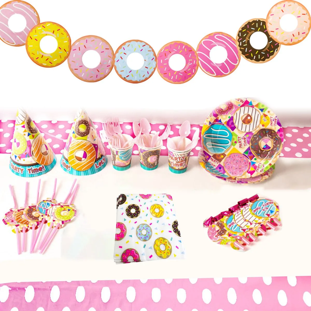 Heartdeco Kids Party Supplies Paper Plates 104pcs Pack-Doughnut