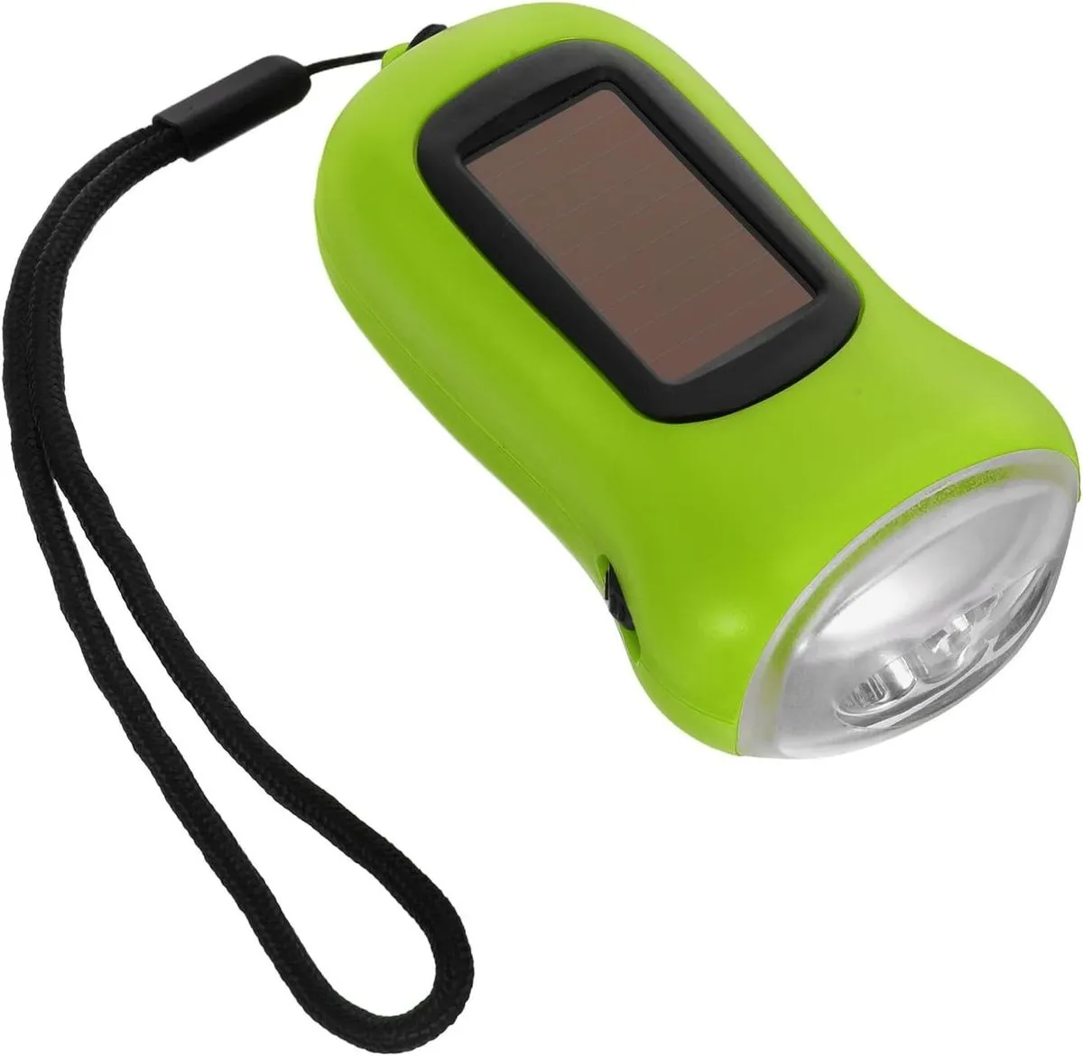 Solar Powered Hand Crank LED Flashlight Portable Rechargeable Camping