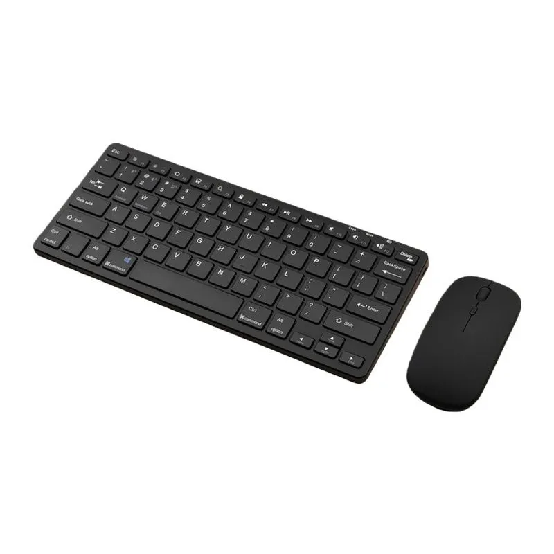 2.4G Mini Wireless Keyboard Mouse Set Compatible with iPad Android Macbook - Black