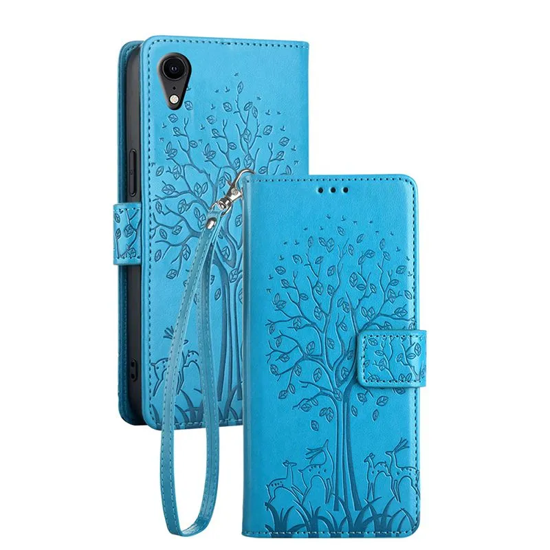 Leather Magnetic Flip Cover Phone Case Compatible With iPhone XR - Blue