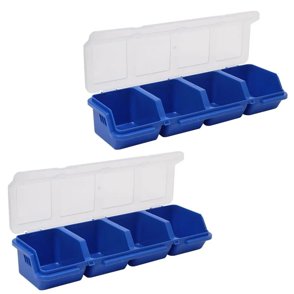 Tool DIY Multifunctional 4 Compartment Toolbox Organiser Set of 2 - 31cm - Blue