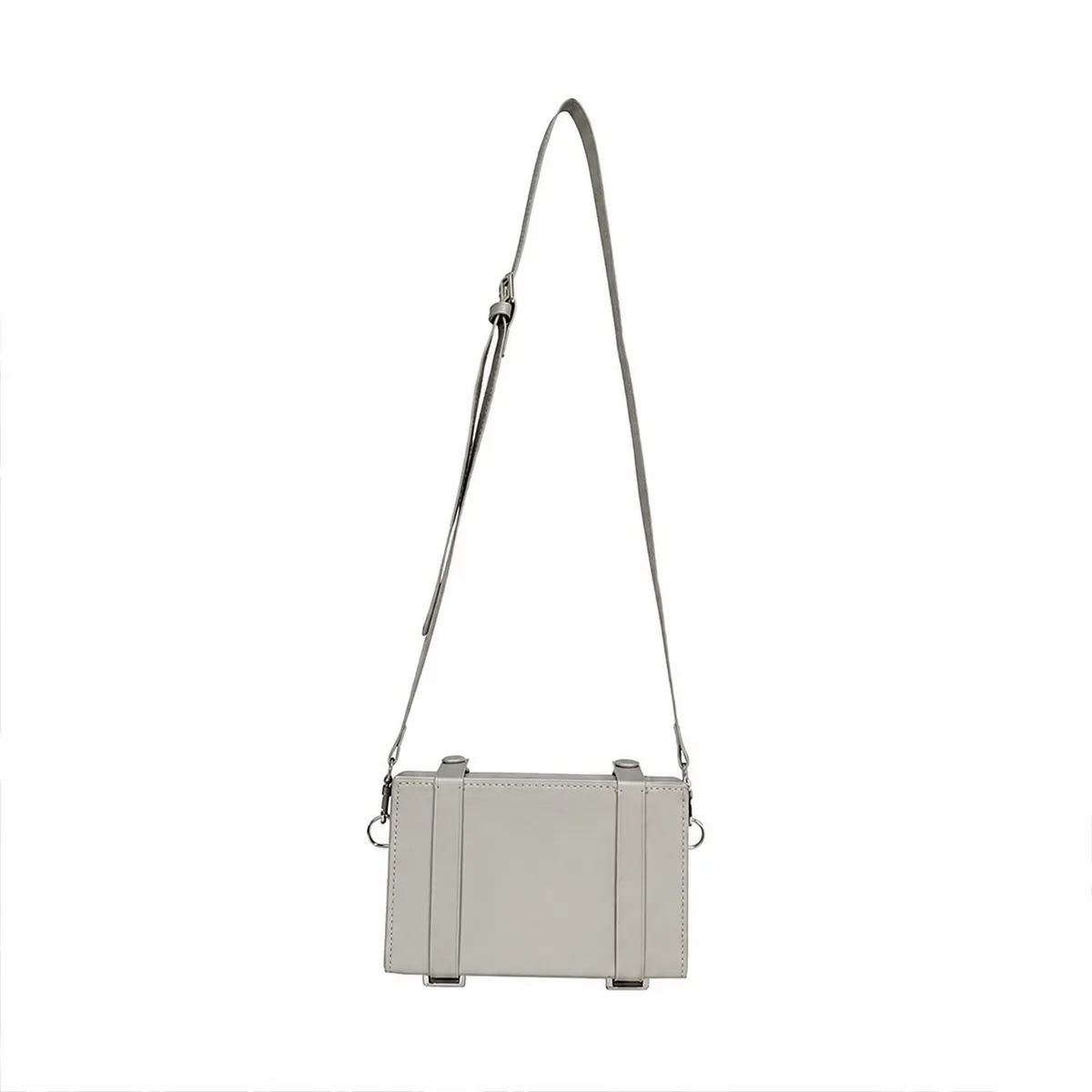 Men's Fashion Trend Casual All-Match Solid Colour PU Shoulder Bag - Grey
