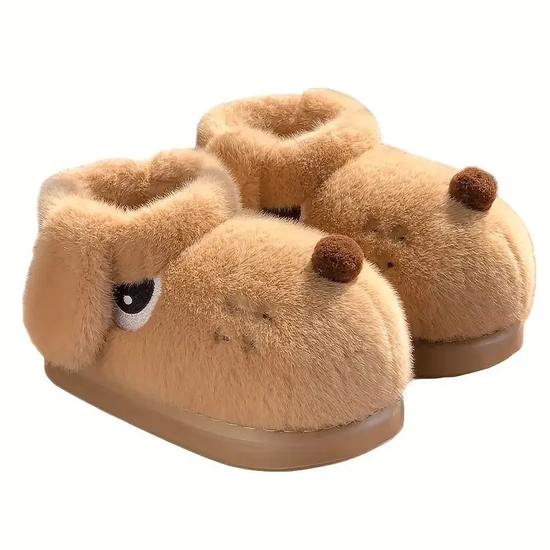 Soxy Lady - Dog Slippers Brown with Rubber Sole