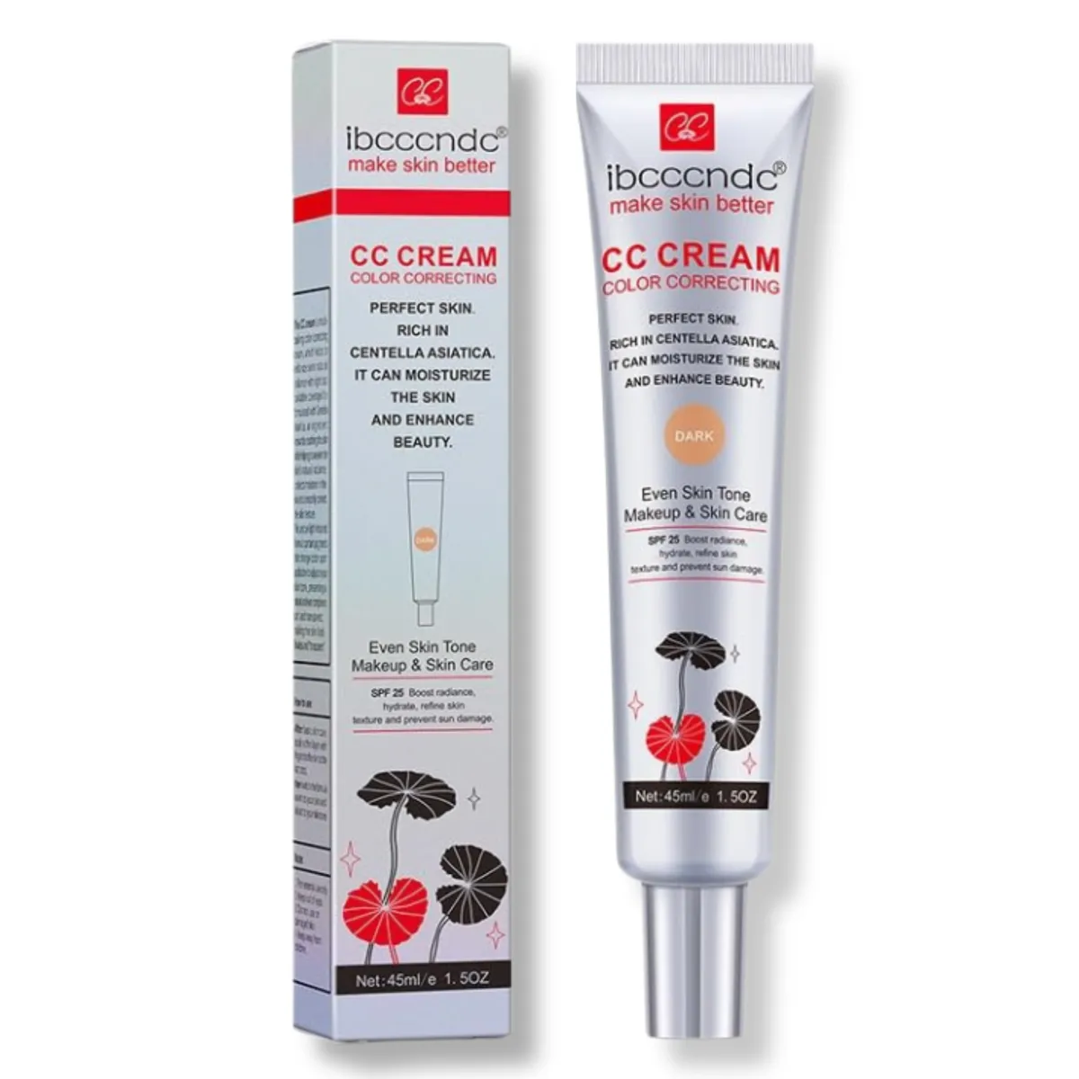 Color Correcting CC Cream for Uneven Skin Tone: SPF 25 Light 45ml Primer - Dark