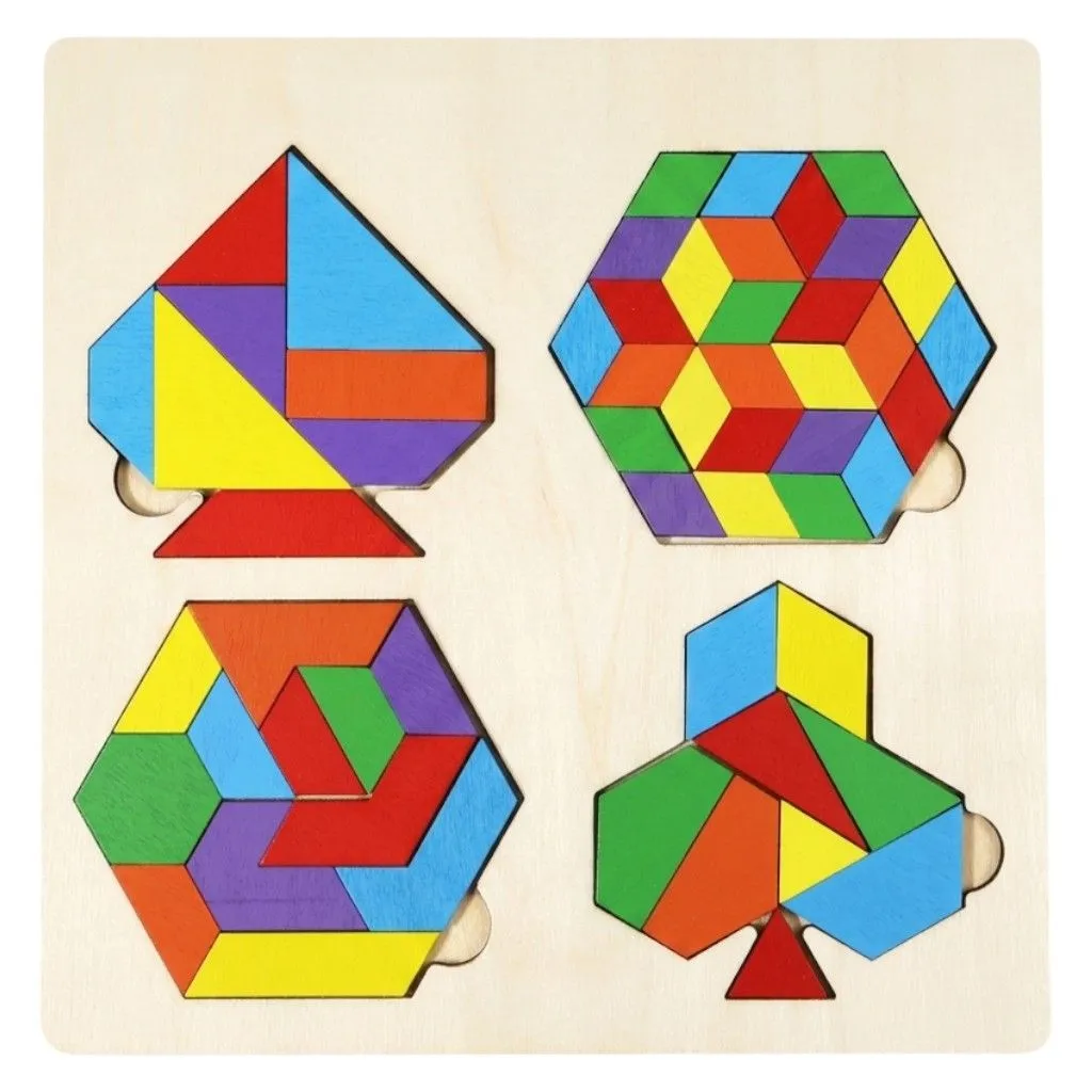 Wooden Brain Training Puzzle Set For Children - Multicolour