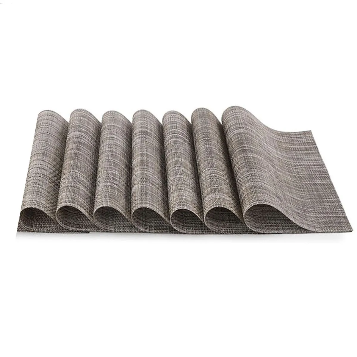 6Pcs Soft PVC Placemats,Waterproof,Non-Slip,Table Mats for Dining 45x30cm - Brown