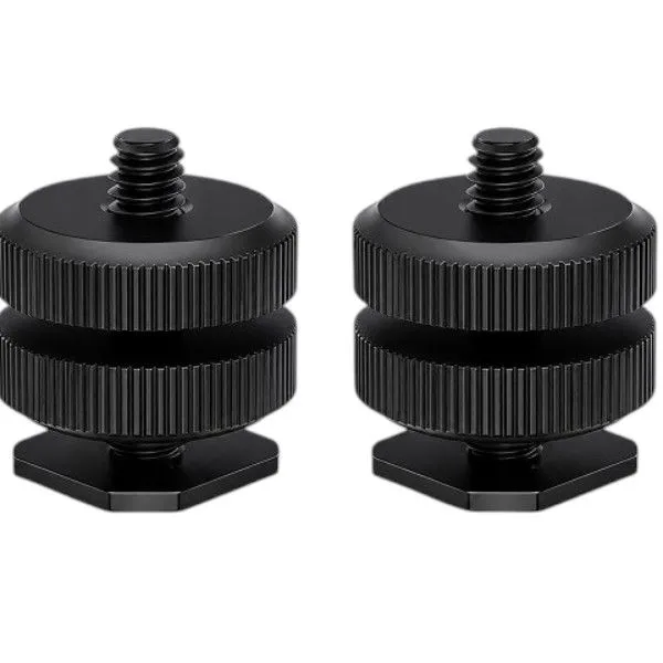 Pack of 2 Camera Hot Shoe Mount Adapters with 1/4 Inch Male Screw