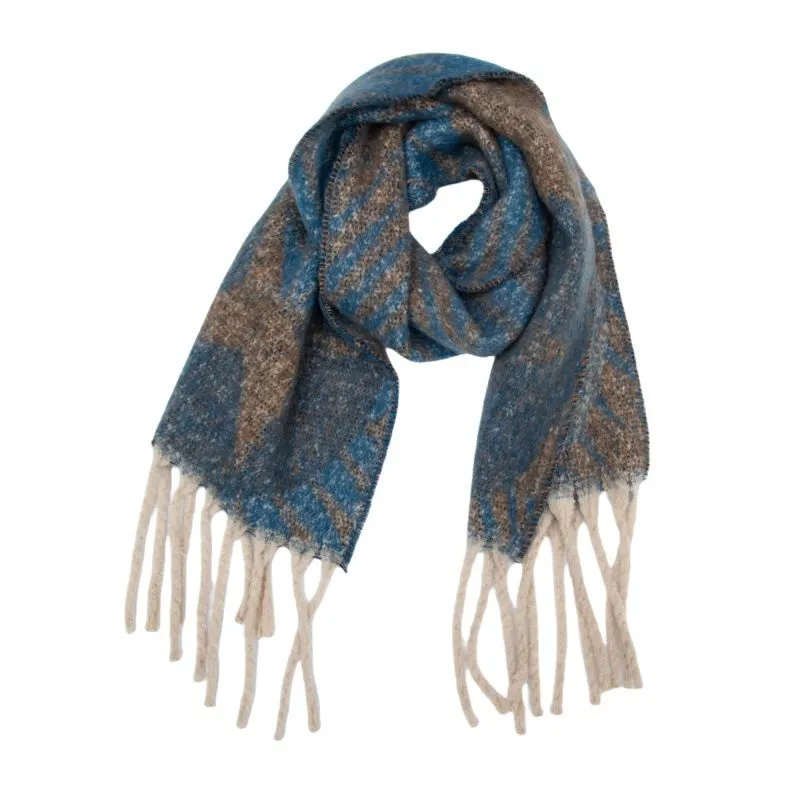 Bouclé Jacquard Star Tassel Scarf