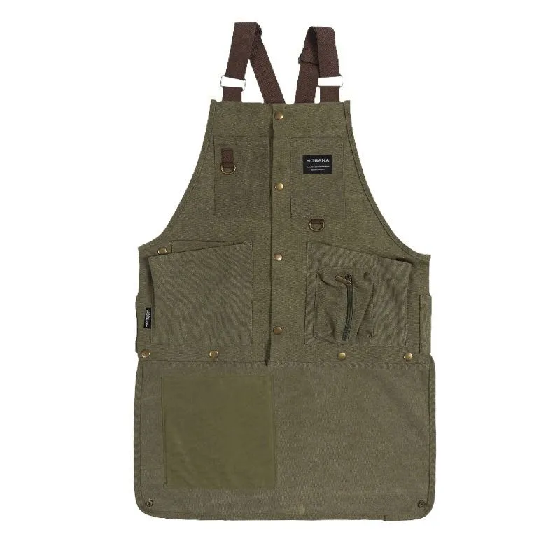 Outdoor Camping Vest Apron, Multi-Pocket Tool Organizer - Green