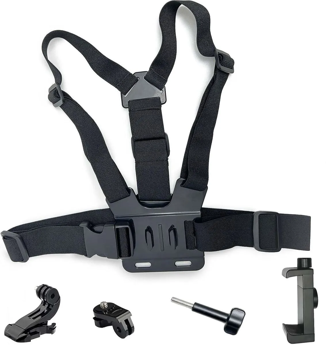 Adjustable Action Camera Chest Harness Mount Kit with Phone Holder