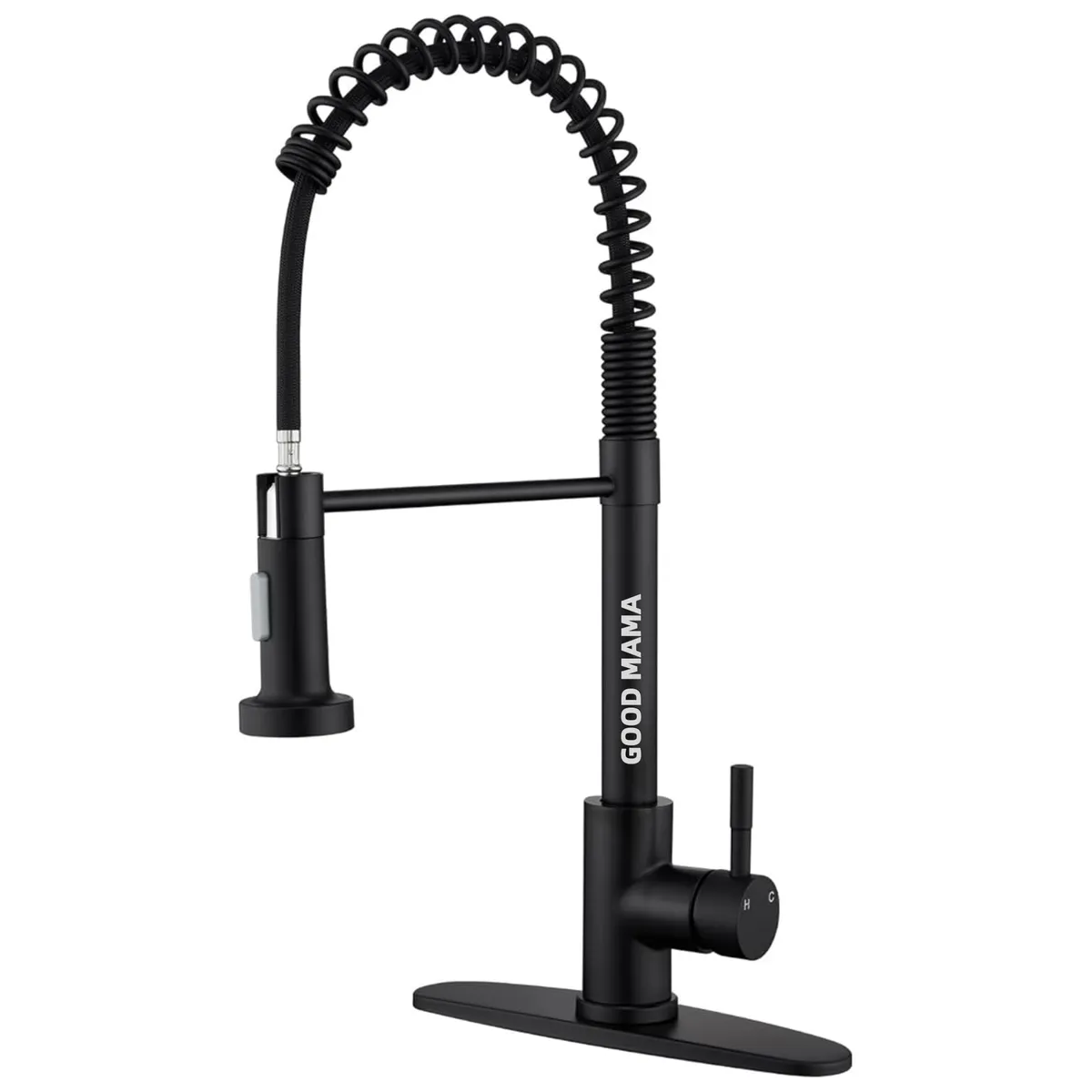 GoodMama Kictchen Mixer Tap Sink Fraucet Pull Down 360 Rotatable Bathroom - Black