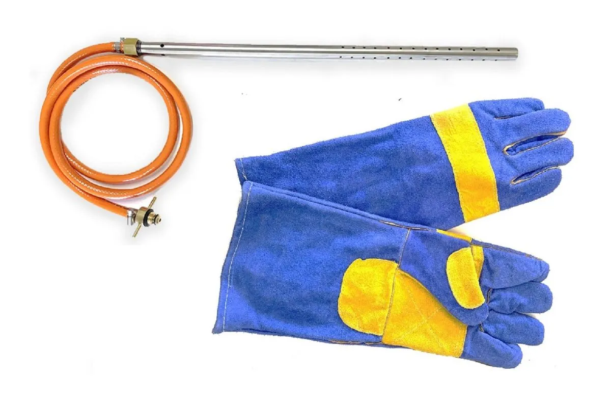 Stainless Steel Fire Starter - Cadac Fitting + Long Gloves Combo