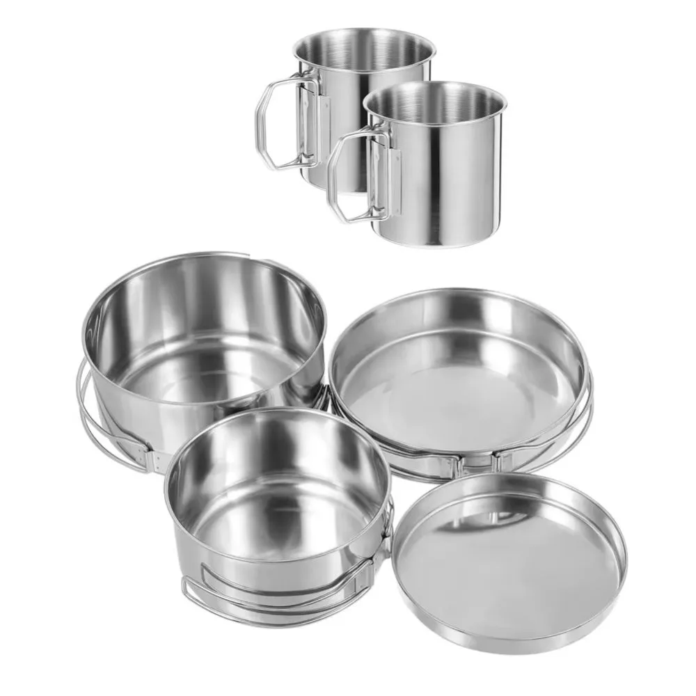 4-Pack Mini Camping Cookware Set with 2 Cups