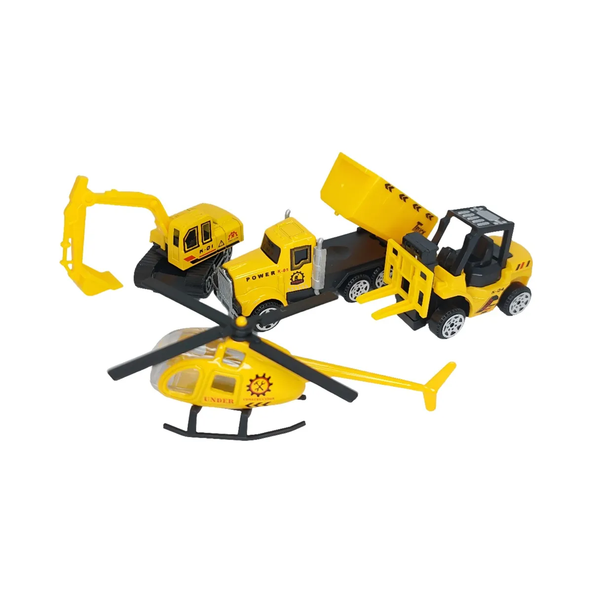 Metal Toy Cars - Construction Vehicles - 4 Pack - Yellow 1