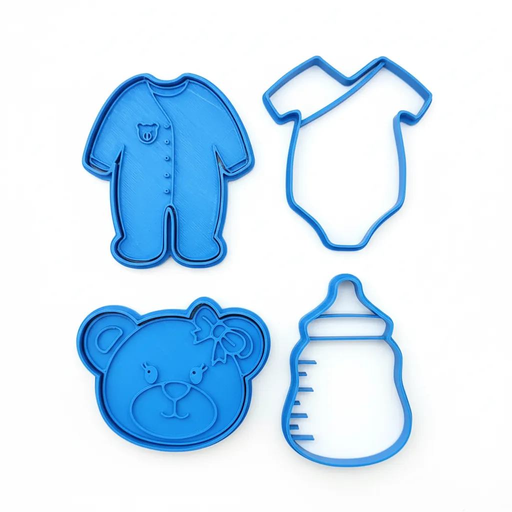 Baby Essentials Cookie Cutter & Stamp Set - 4 Piece Medium Baking Set