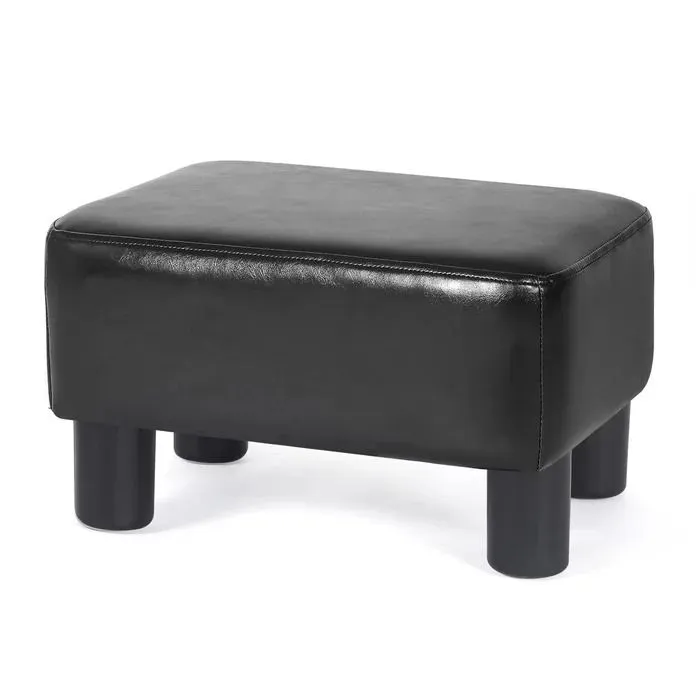 Decorotika Footrest Ottoman - Black Leather