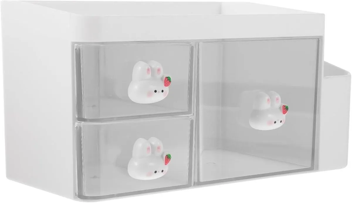 Desk Organizer with 3 Drawers Desktop Stationery Storage Box White