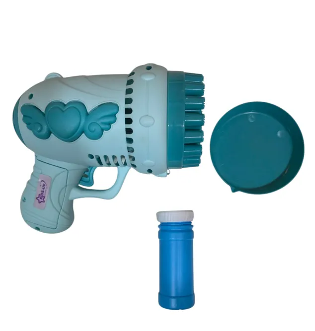 Kids-Up 28 Holes Electric Blowing Bubble Machine Angel Wing + Bottle - Blue, White