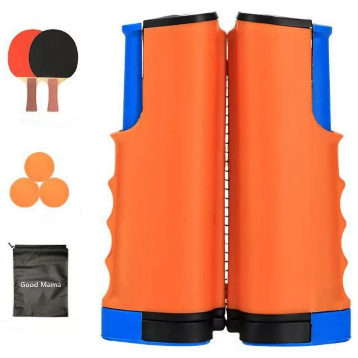 GoodMama Portable Table Tennis Set with Retractable Ping Pong Net Post