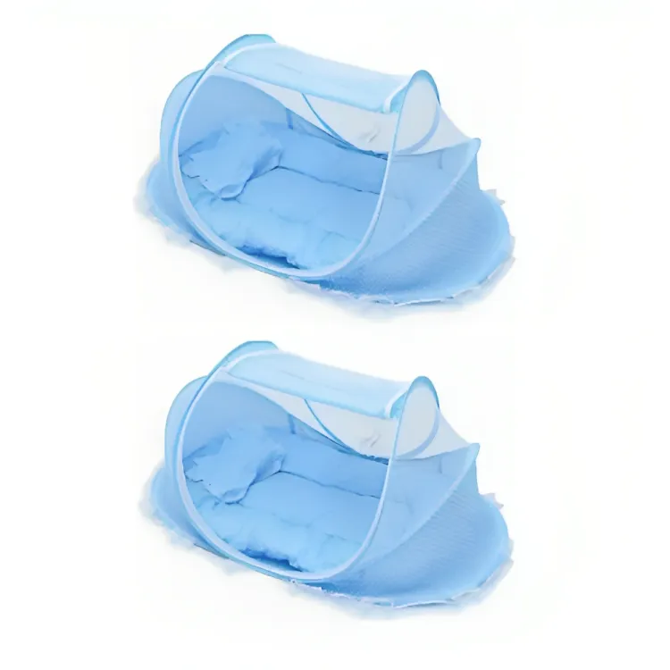 Pack of 2 Portable Folding Anti-Mosquito Cradle Bed Tent For Twins-ngat - Blue