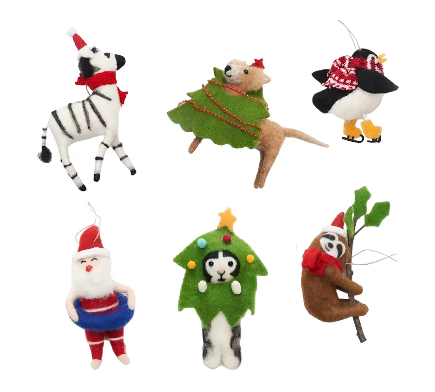 Tinsel & Timber - Santa's Friends And Helpers Hanging Décor - 6pc
