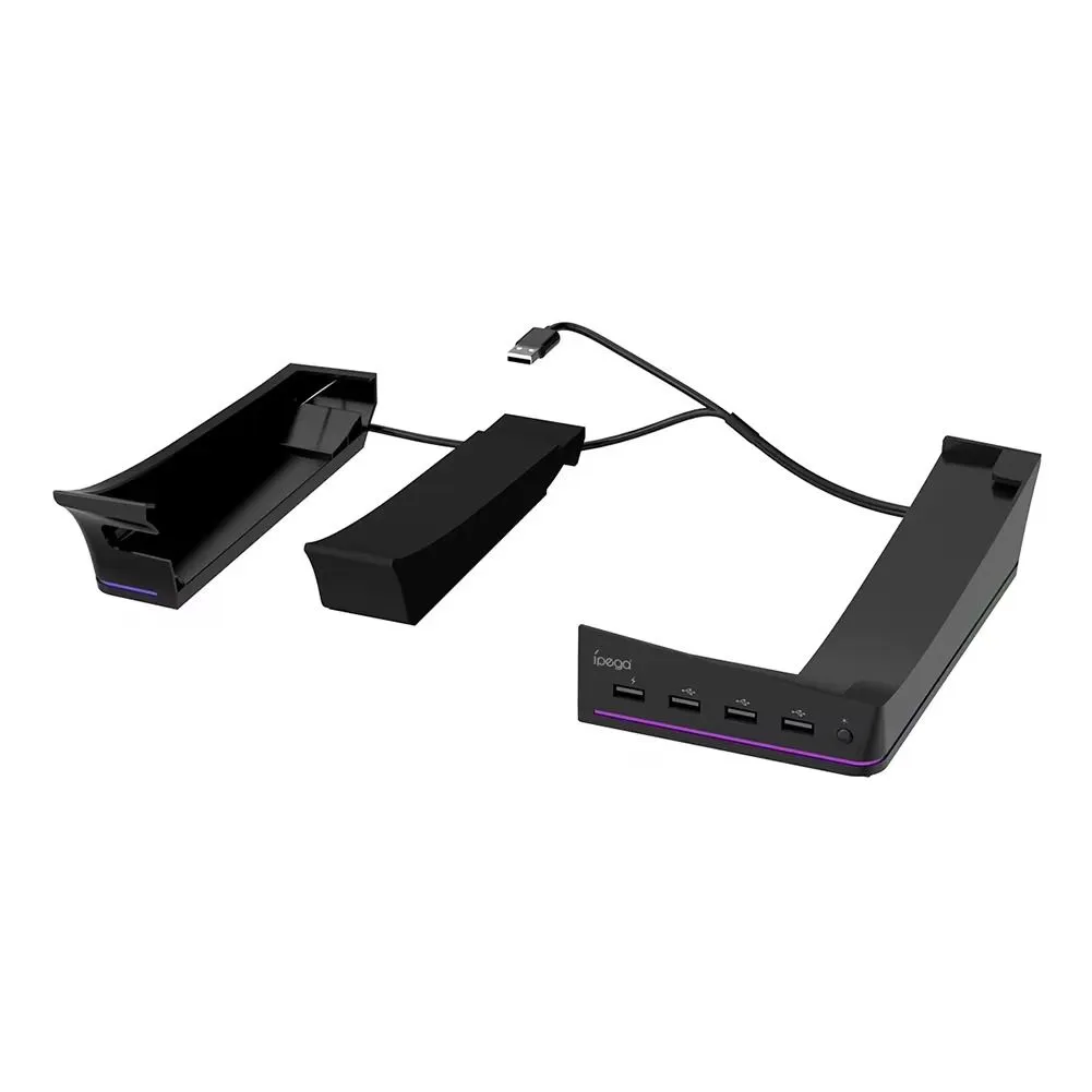 Compatibility with PS5 Slim Stand & 4-Port USB2.0 Hub - Black