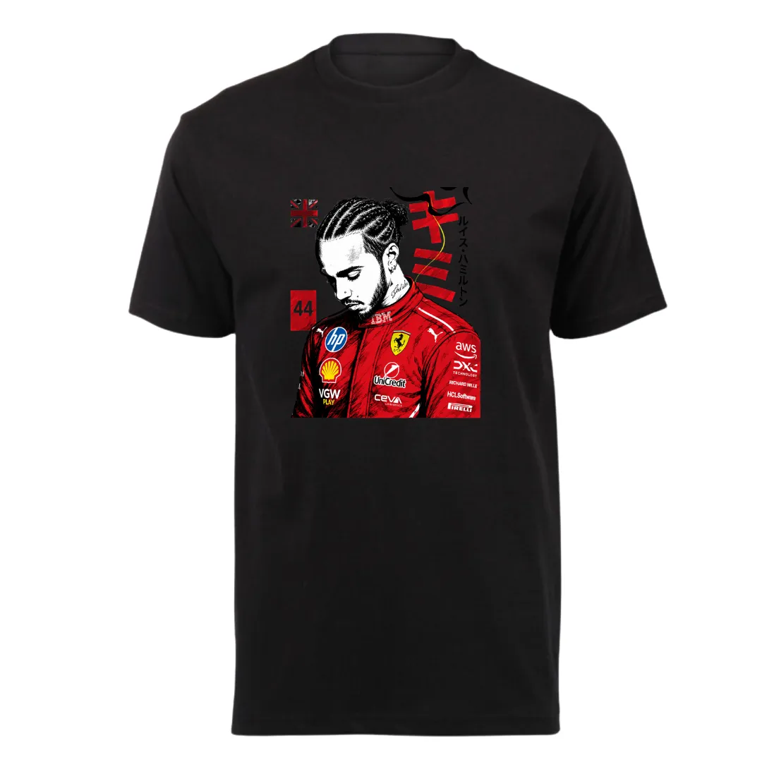 Kids Black Short Sleeve T-Shirt - Lewis Hamilton F1 Supporter Graphic Tee