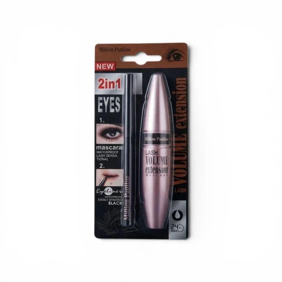 Waterproof Black Mascara and Eyeliner Duo 2-in-1