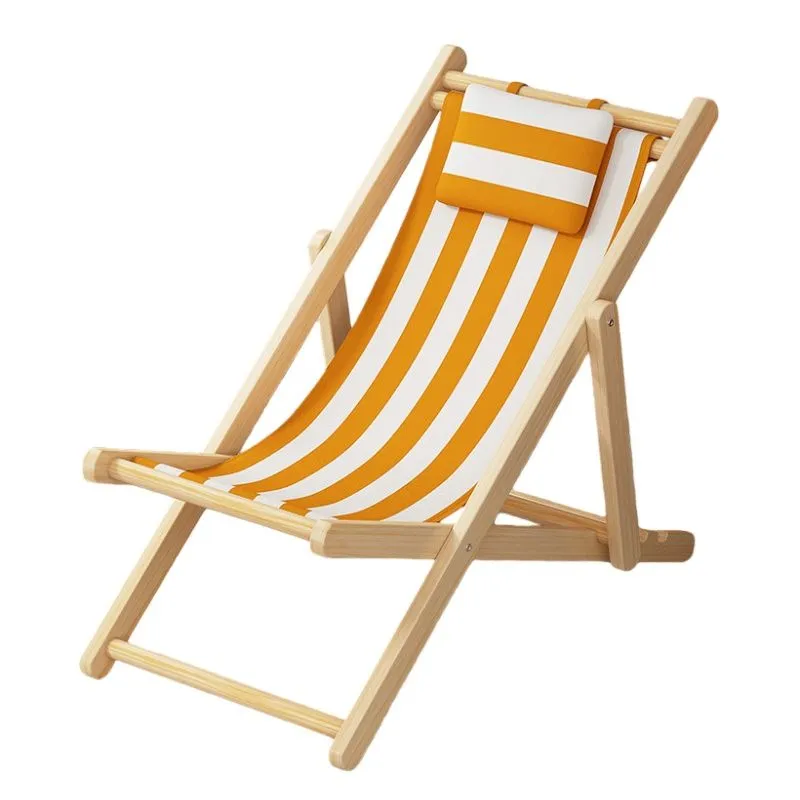 Beach Sling Chair Canvas Cloth with Pillow Lounge Chair Canvas Outdoor