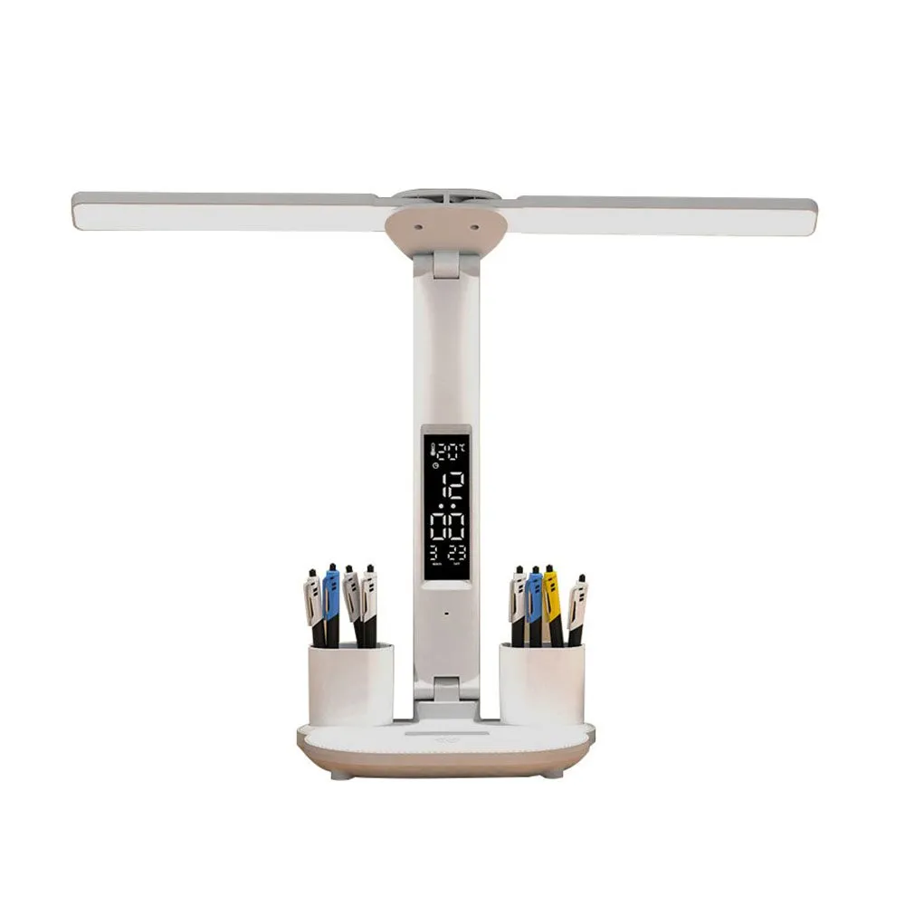 Foldable Eye Protection Led Desk Lamp Clock Dimmable Study Light