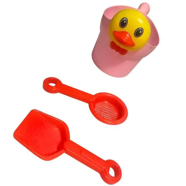 3 Piece Beach BucketSand Toy Playkit - Duck Shaped Bucket & 2 Spades