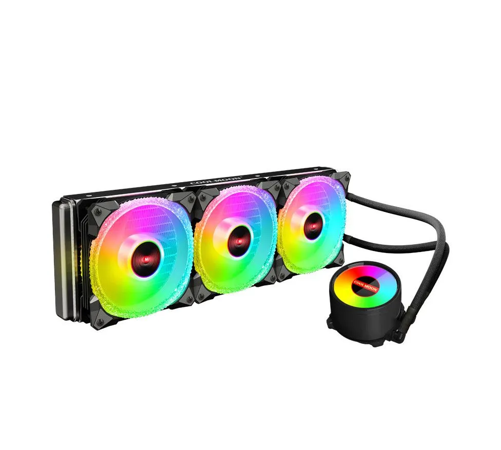 COOLMOON 360 CPU Cooler water cooling Radiator with Low Noise ARGB Fans - Black