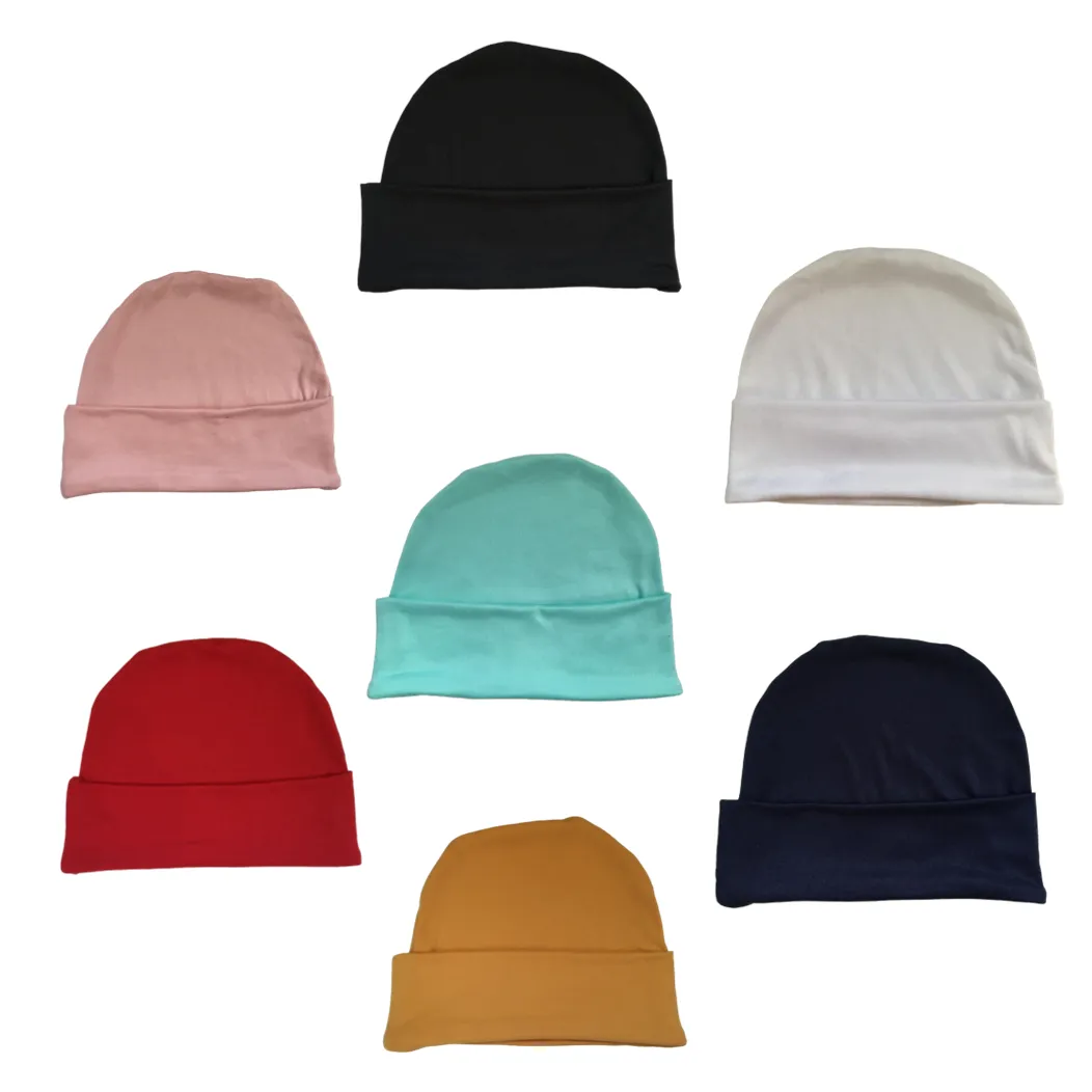 Baby Winter Beanies -7 Pack- Black, Pink, Teal, White, Red, Navy, Mustard