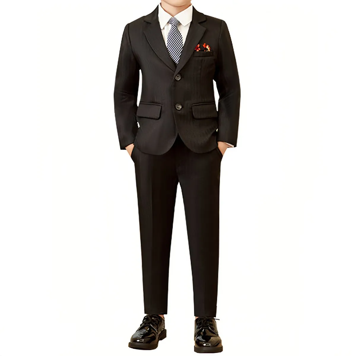 Boy's Herringbone 3-Piece Suit, Paired shirt And Bow Tie,Suit Performance