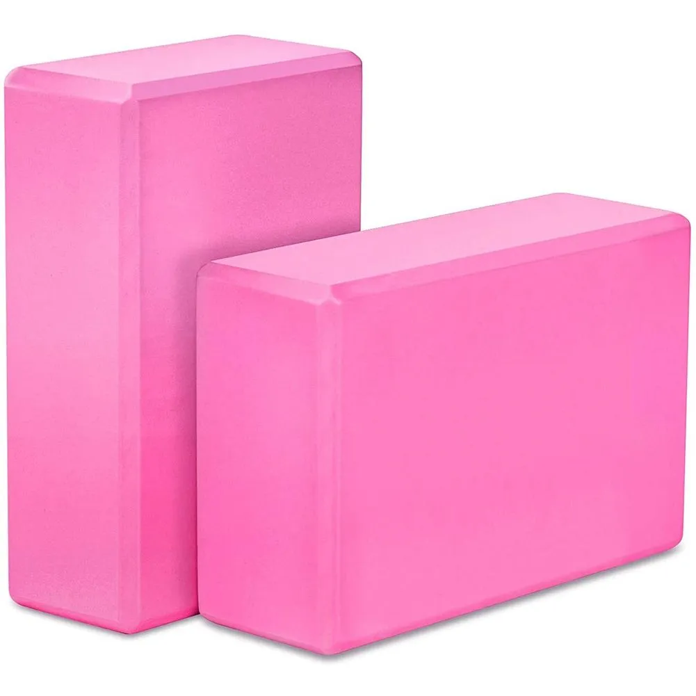 Yoga Blocks 2 Pack Eva Foam Yoga Block Exercise Bricks Pink