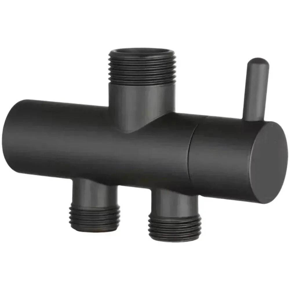 Wall Mounted Shower Diverter Valve 2 Way Splitter Copper Chrome Plated - Black-China Mainland