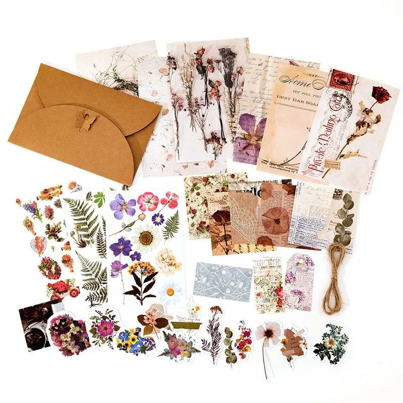 DIY Crafts Decorative Scrapbooking Paper and Stickers Pack Dried Flowers