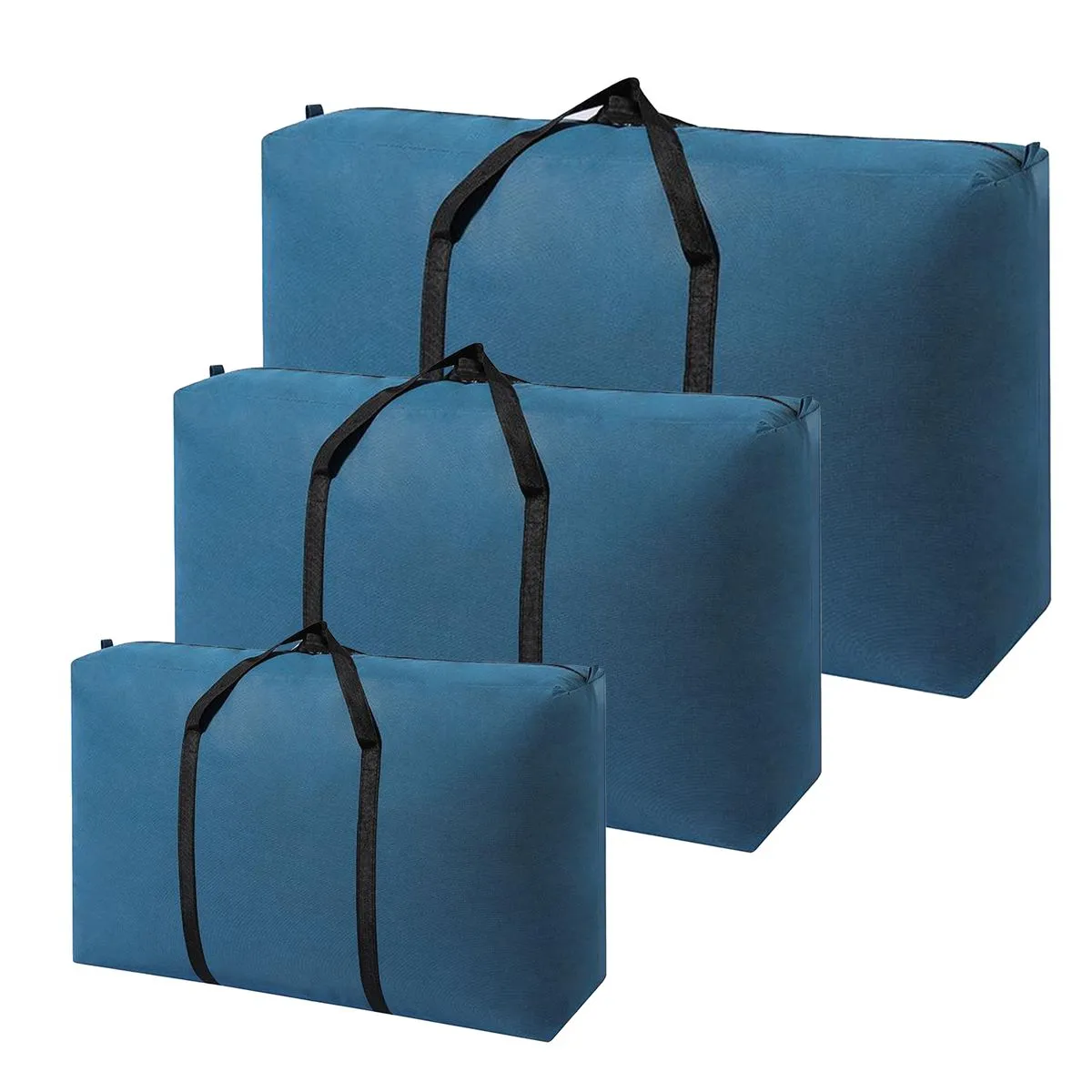 3 Pcs Extra Large Moving Storage Bags for Heavy Duty Household - Dark Blue
