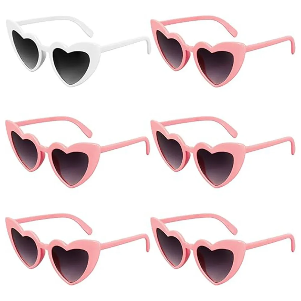 Vintage Heart Shaped Cat Eye Sunglasse for Bachelorette Party - 6 Piece