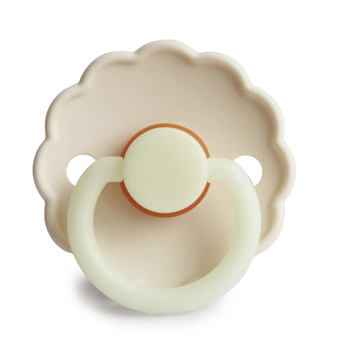 FRIGG 100% Natural Latex Glow in the Dark Daisy Pacifier - Size 1 - Cream Night