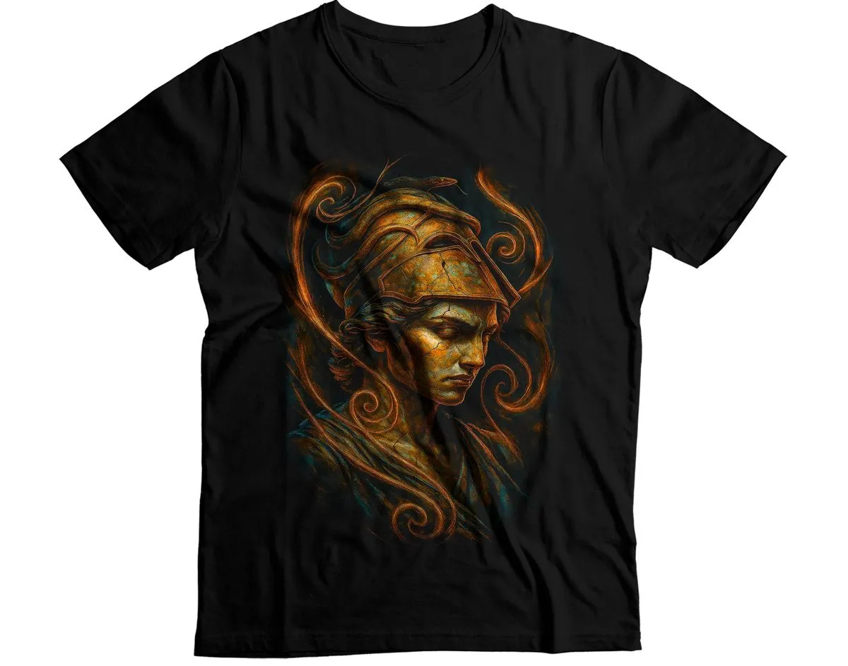 Valiant Greek Hero Golden Helmet Graphic T-Shirt