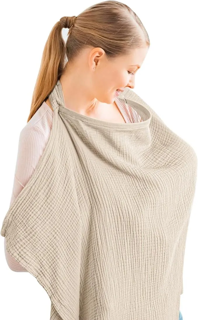 MXZXBXZ Muslin Nursing Cover for Baby Breastfeeding Nursing Apron - Ash Brown