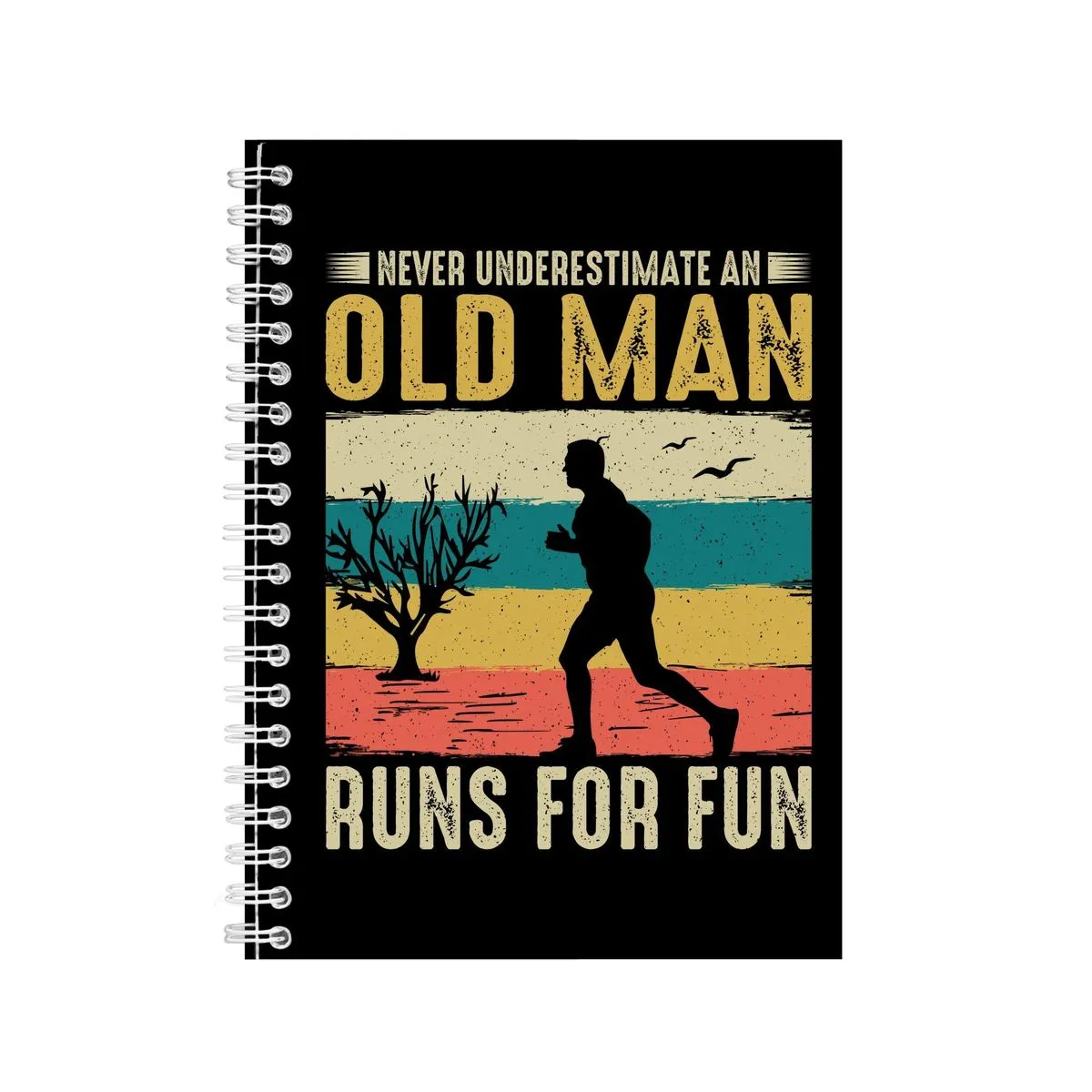 Old Man A5 Notebook Spiral Lined Running Graphic Saying Notepad Present 178