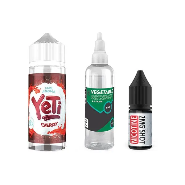 120ml Yeti Vape Juice DIY Longfill Kit - Cherry - 2mg