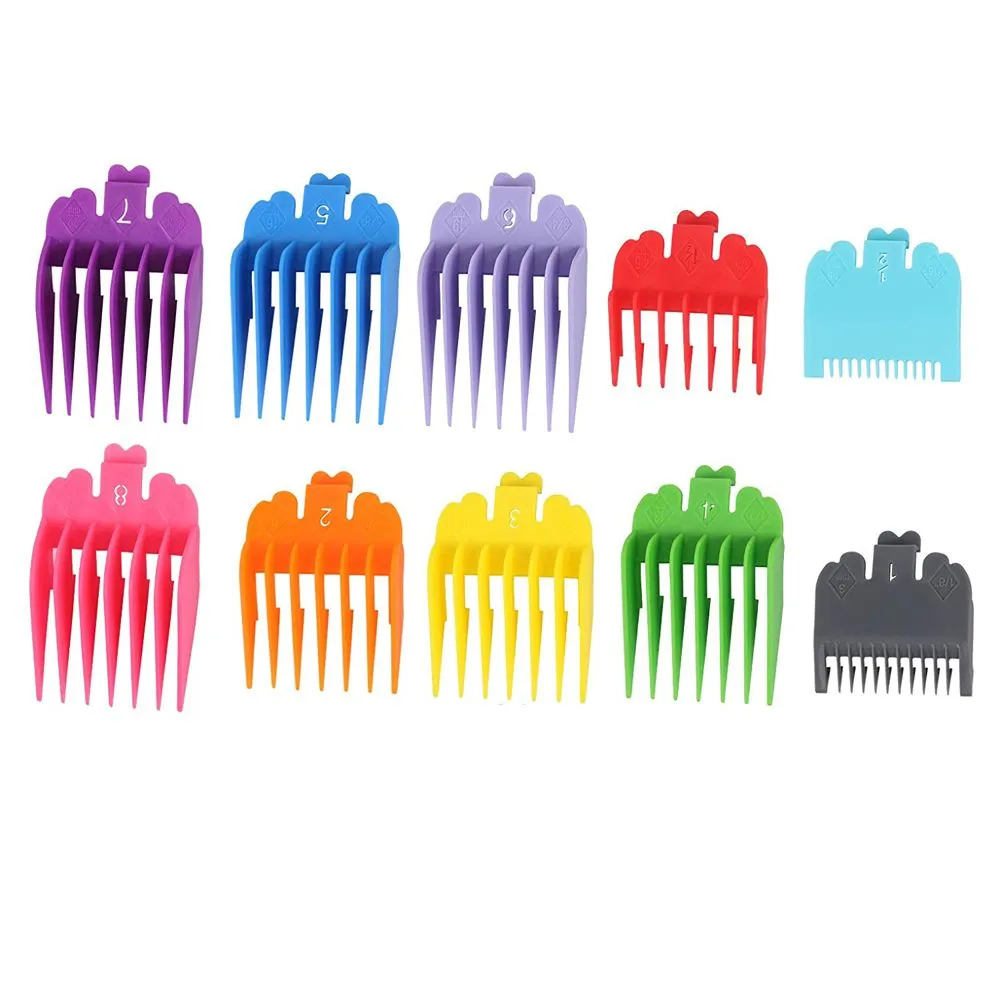 10 Piece Colorful Attachment Combs Hair Cutting Universal Guide Combs Set